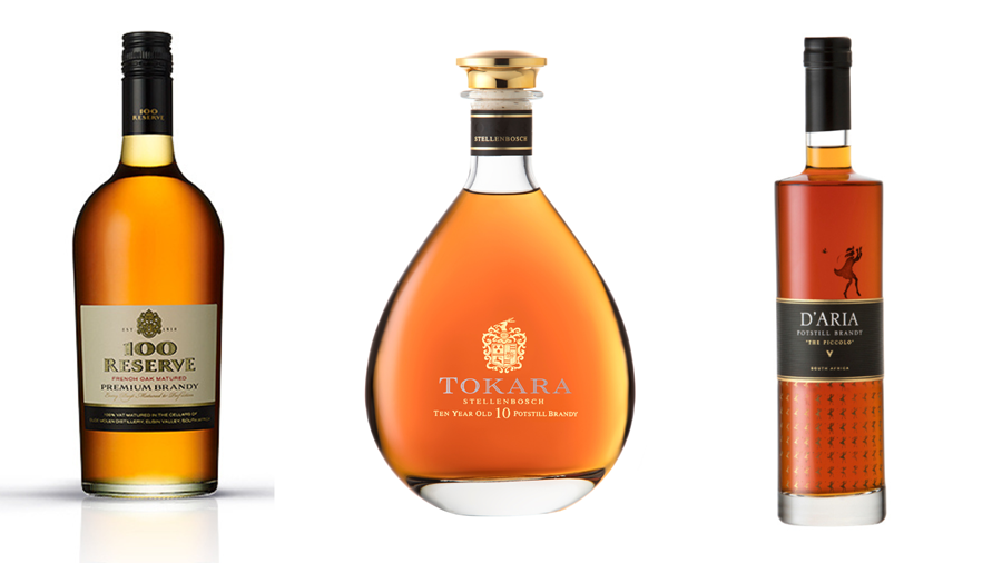 100 Reserve Premium Brandy, Tokara XO Potstill Brandy and D'Aria The Piccolo Brandy